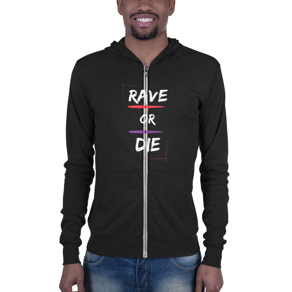 RAVE OR DIE, STAY TOGETHER (slim fit) - Couple Unisex zip hoodie